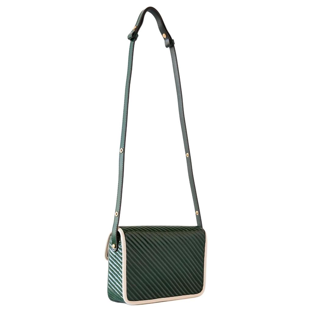 Tory Burch Robinson Solid Double T Logo Chevron Flap Leather Shoulder Bag Women Shoulder Bag Green 149461-304