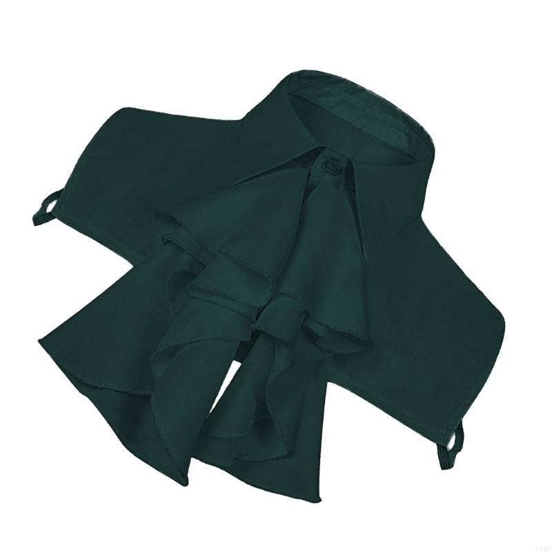 Women Faux Collar Blouse Ruffle Front Jabot Half Shirt Detachable Layering Top Y166