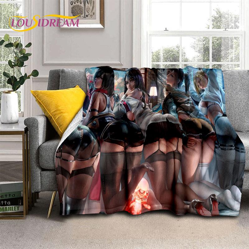 Sexy Lace Beauty Girl Lady Cartoon Anime Character Blanket,Soft Throw Blanket for Home Bedroom Bed Sofa Picnic Office Cover Gift
