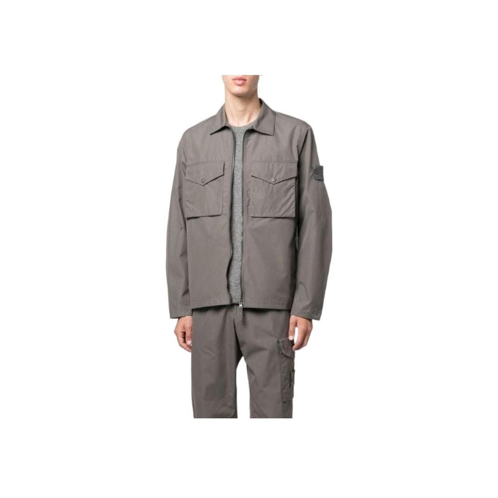 STONE ISLAND Карманы Рубашка-верхняя одежда Темно-серый Мужские Топы 7715116F1-V0067