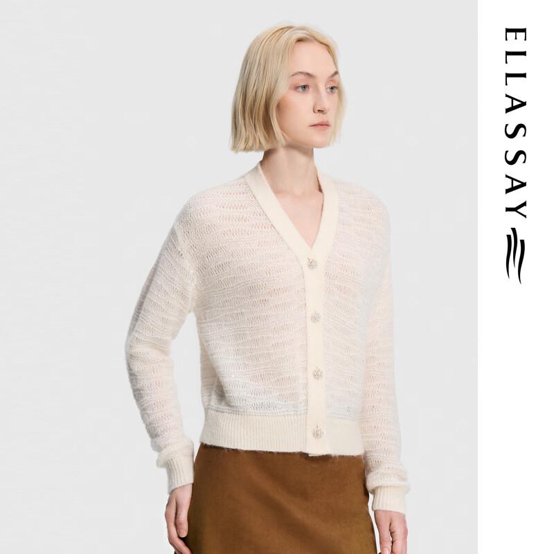 ELLASSAY Women's V-Neck Rhinestone Button-Front Knit Cardigan