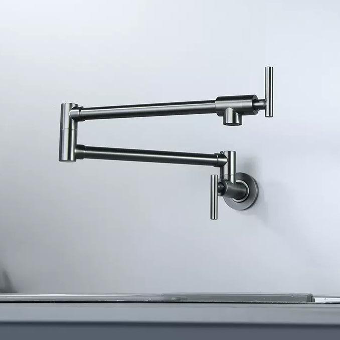 Black Wall Mounted Pot Filler Faucet Swivel Folding Rotary Kitchen Sink Faucet Brushed Gold Single Cooling Sink Tap