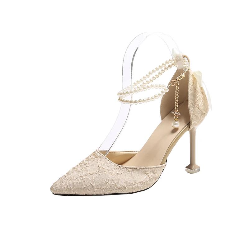 Мода 2025 Весна и Осень Новые Модные Удобные Элегантные и Универсальные Туфли с Открытым Носком и Ремешком на Высоком Каблуке