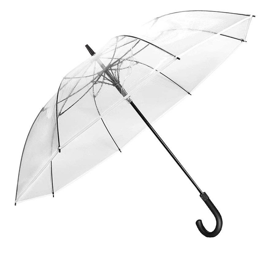 Eco-friendly Large PVC Transparent Golf Umbrella - Windproof, Rainproof, Sturdy, Long Handle with Print Logo