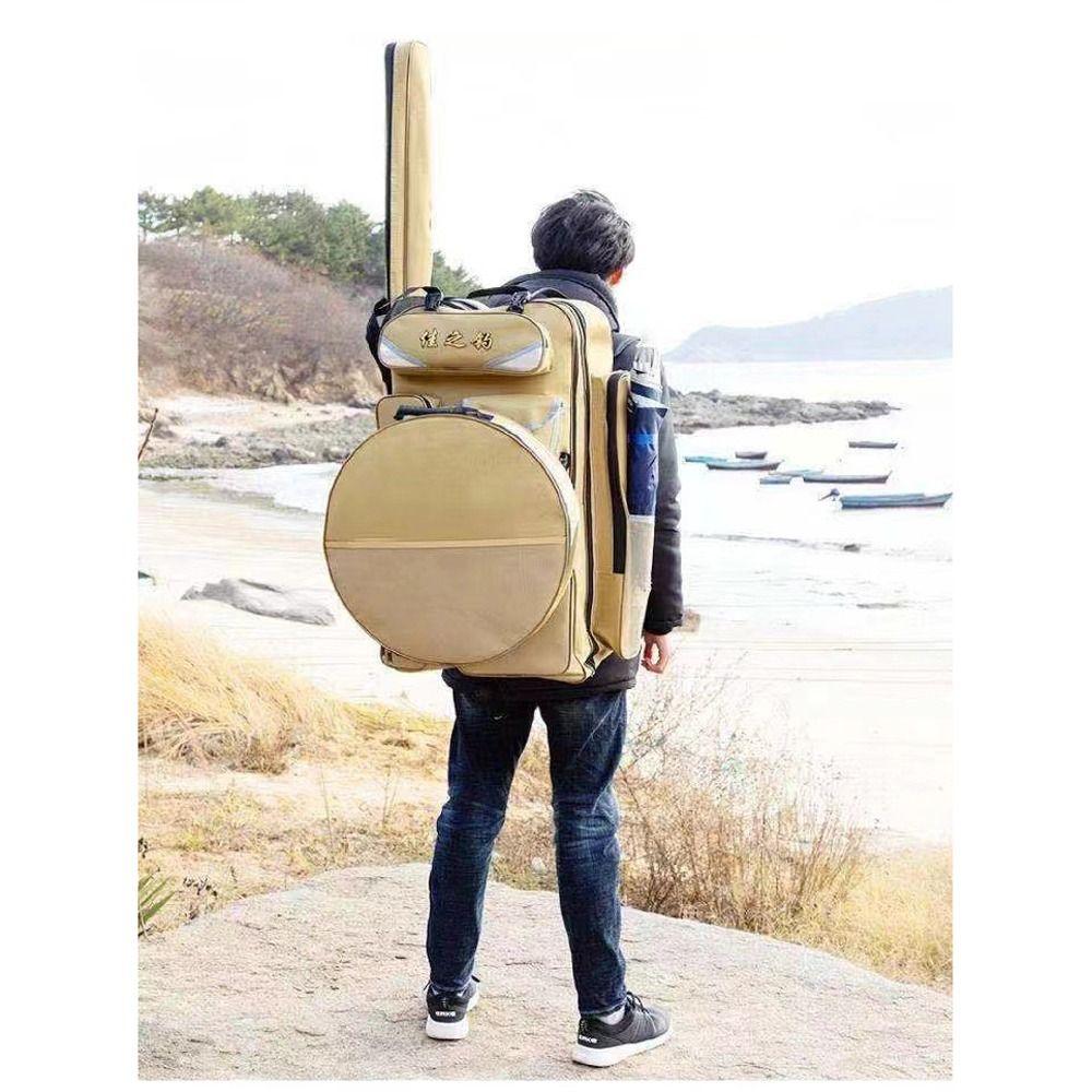 Hand Woven Handle Fishing Rod Case Storage Two Way Zipper Fishing Gear Bag  Storage Umbrella