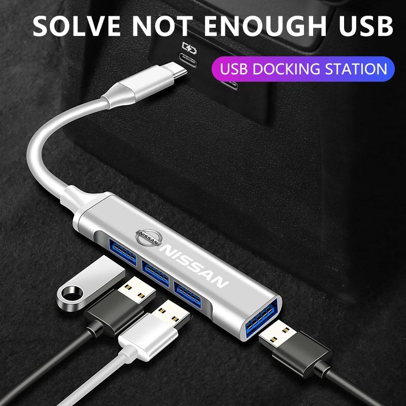 1 шт. Адаптер Type-C на USB Многопортовый распределитель-хаб Автотовары для Nissan Nismo Qashqai X J10 Trail Tiida Teana Skyline Juke X-trail Almera