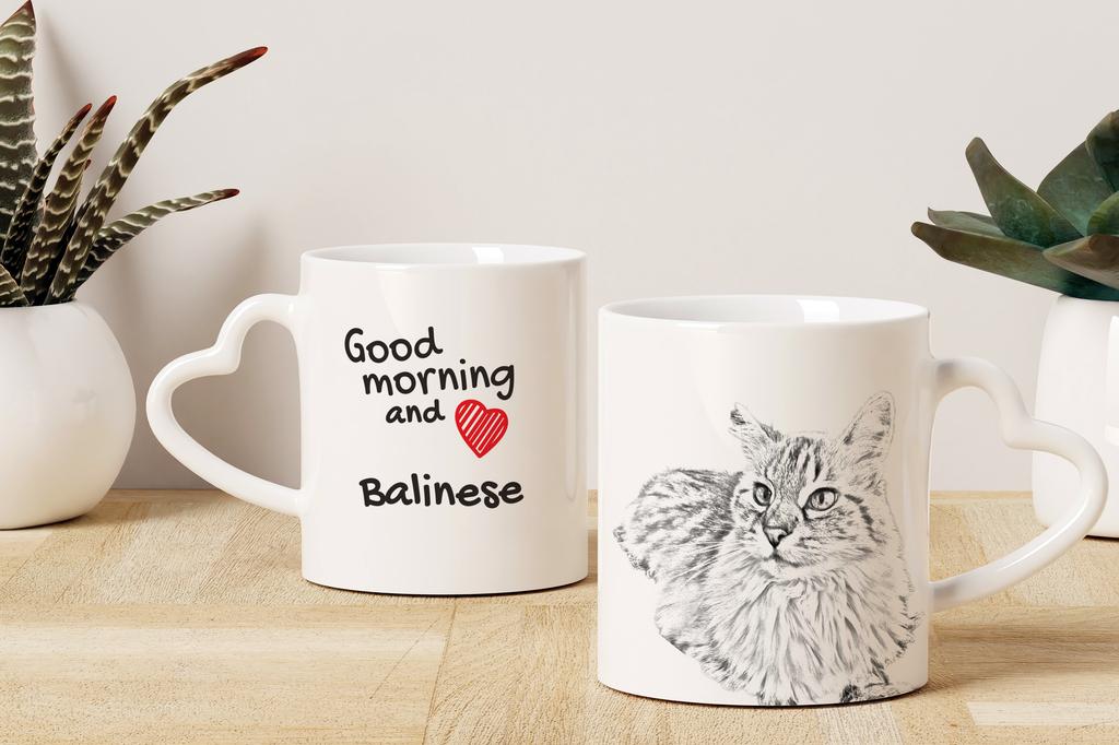 Balinese - cat mug, adorable heart-shaped handle mug, universal gift from Art-Dog brand