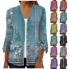 Women's Shirt Blouse Outerwear Print 3/4 Length Sleeve Casual Holiday Basic Button Tops