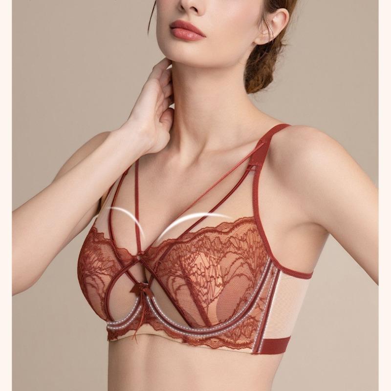 Кружевной бюстгальтер с чашками в виде кроличьих ушек, тонкий, приподнимающий и поддерживающий, хрустальный бюстгальтер, который визуально уменьшает большую грудь