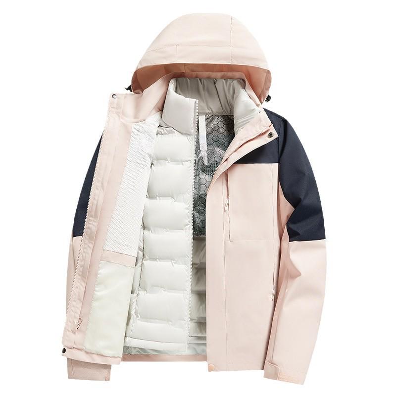 Women's 2024 Three-in-One Winter Hiking Windbreaker: Thickened, Warm, and Windproof Outdoor Jacket