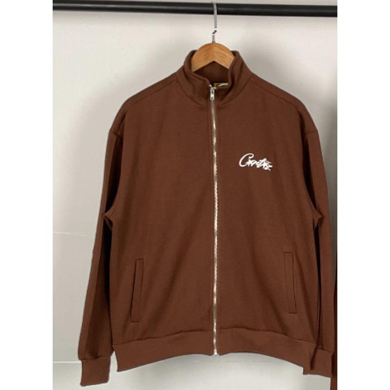 Унисекс Уличная ретро куртка и брюки с принтом дьявола, на воротнике-стойке, на молнии.