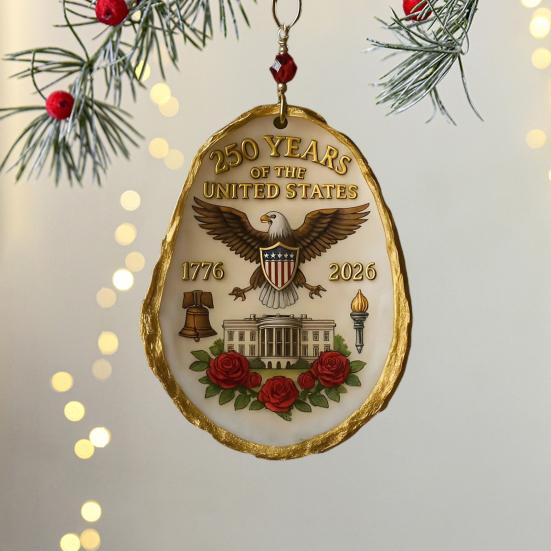 250 Years of United States Oyster Ornament Patriotic US 250th Anniversary Hanging Oyster Shell Decoration Christmas Holiday Party Pendant