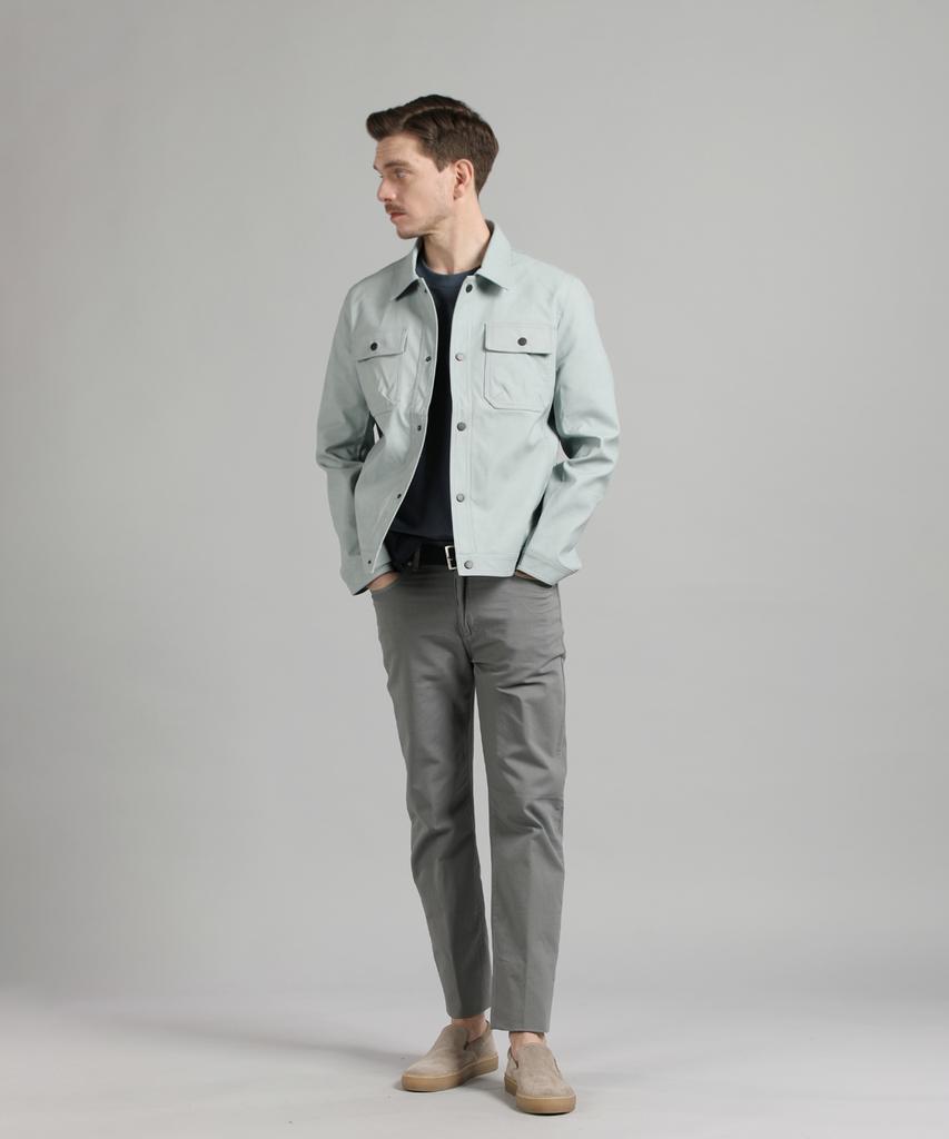 PANICALE Gray Slim Fit Dyed Cotton Pants