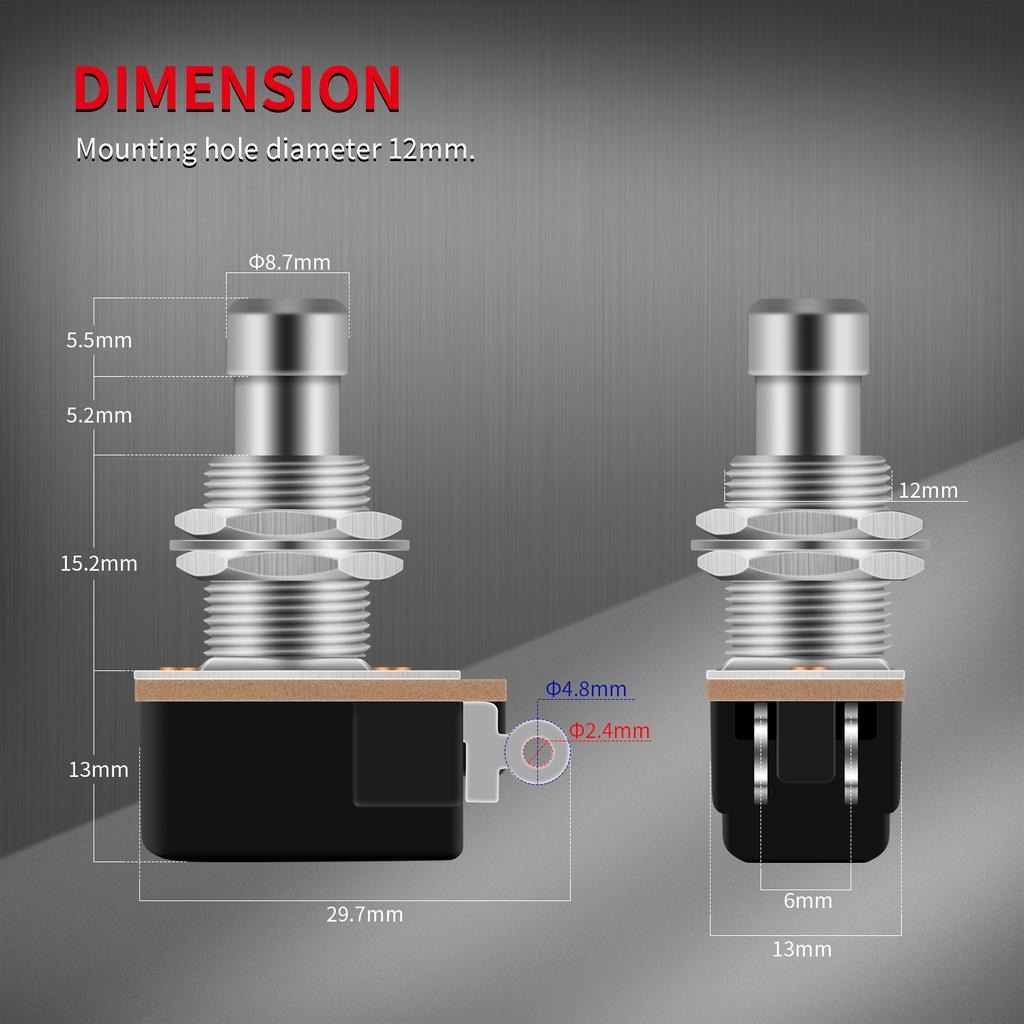 10PCS SPST Momentary Soft Touch Foot Switch Normally Open 2 PIN Stomp Box Push Button Footswitch for Guitar Effect Peda