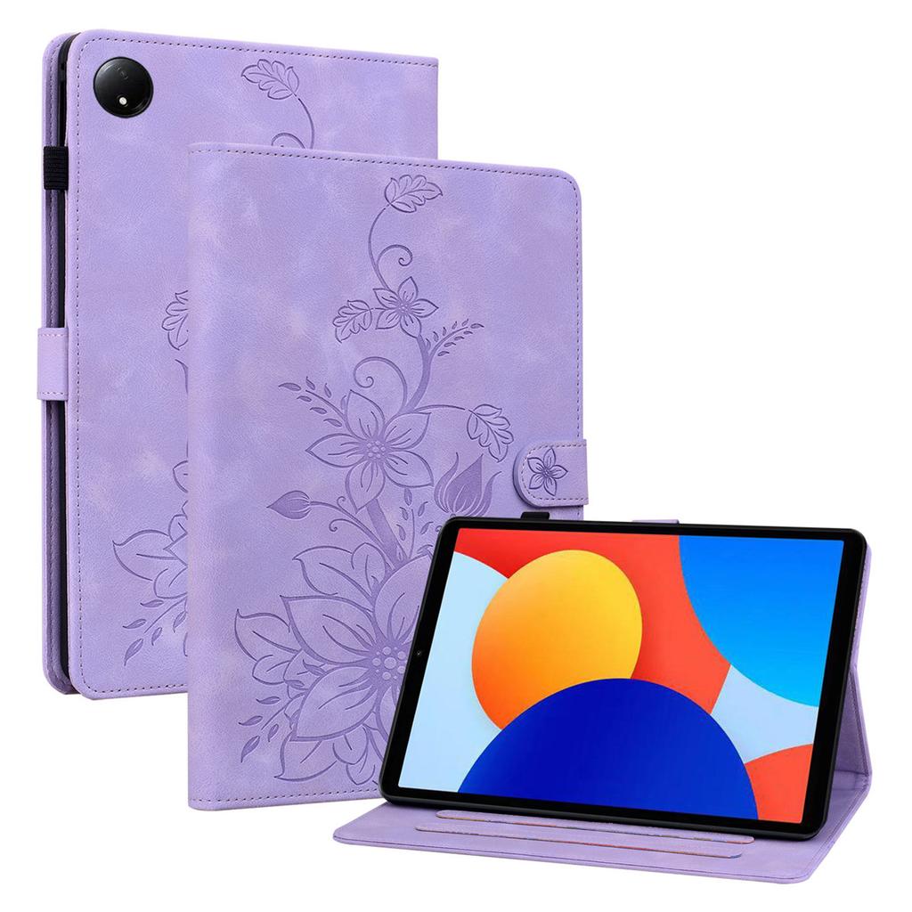 Для Xiaomi Redmi Pad SE 4G 8,7 дюйма Чехол Оттиск Лилии Слоты для карт Кожаный Чехол для планшета