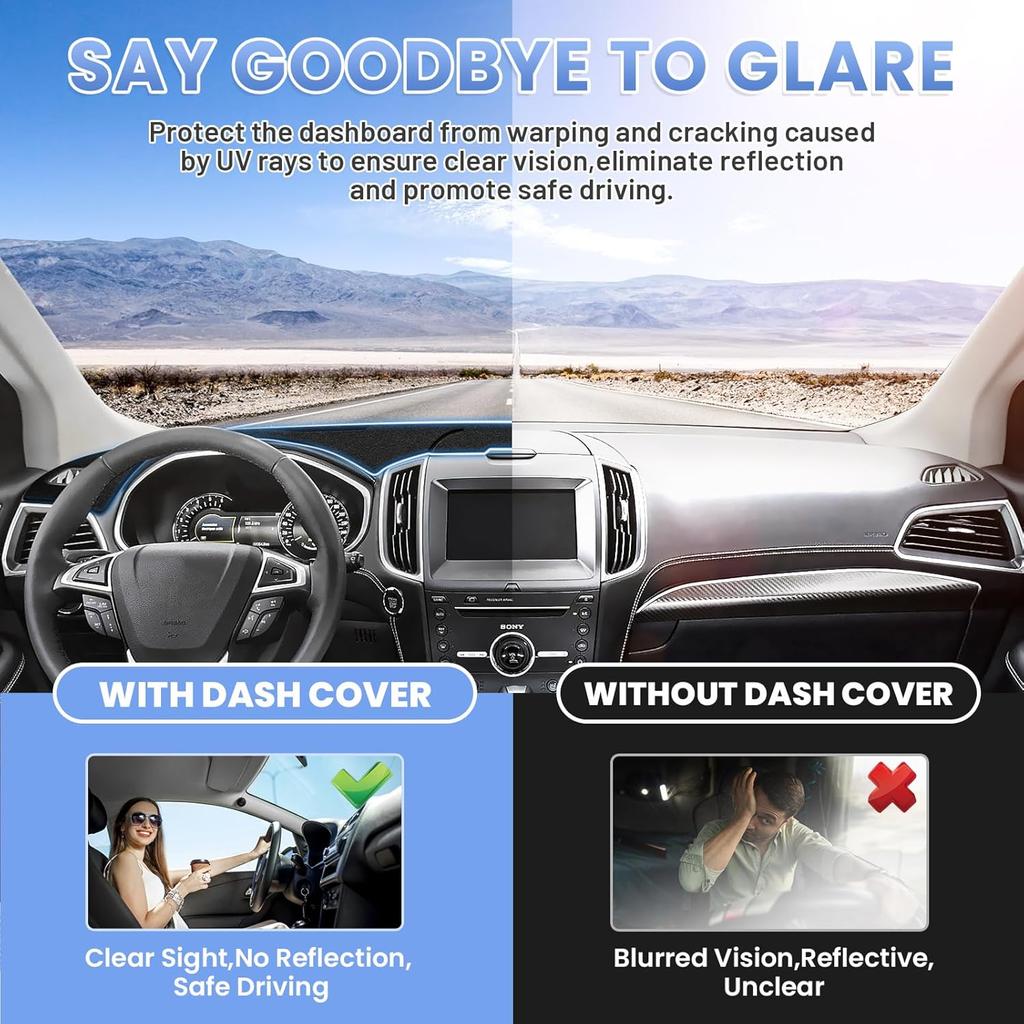 Накладка на приборную панель для Ford Edge 2015-2025, коврик для приборной панели, для аксессуаров Edge, солнцезащитный козырек, нескользящая сетчатая защита, без бликов