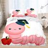3D Cartoon Animal Themed Bedding Set with White Cute Cartoon Pattern Down Duvet and Pillowcase for Home Decoration In Children's Rooms