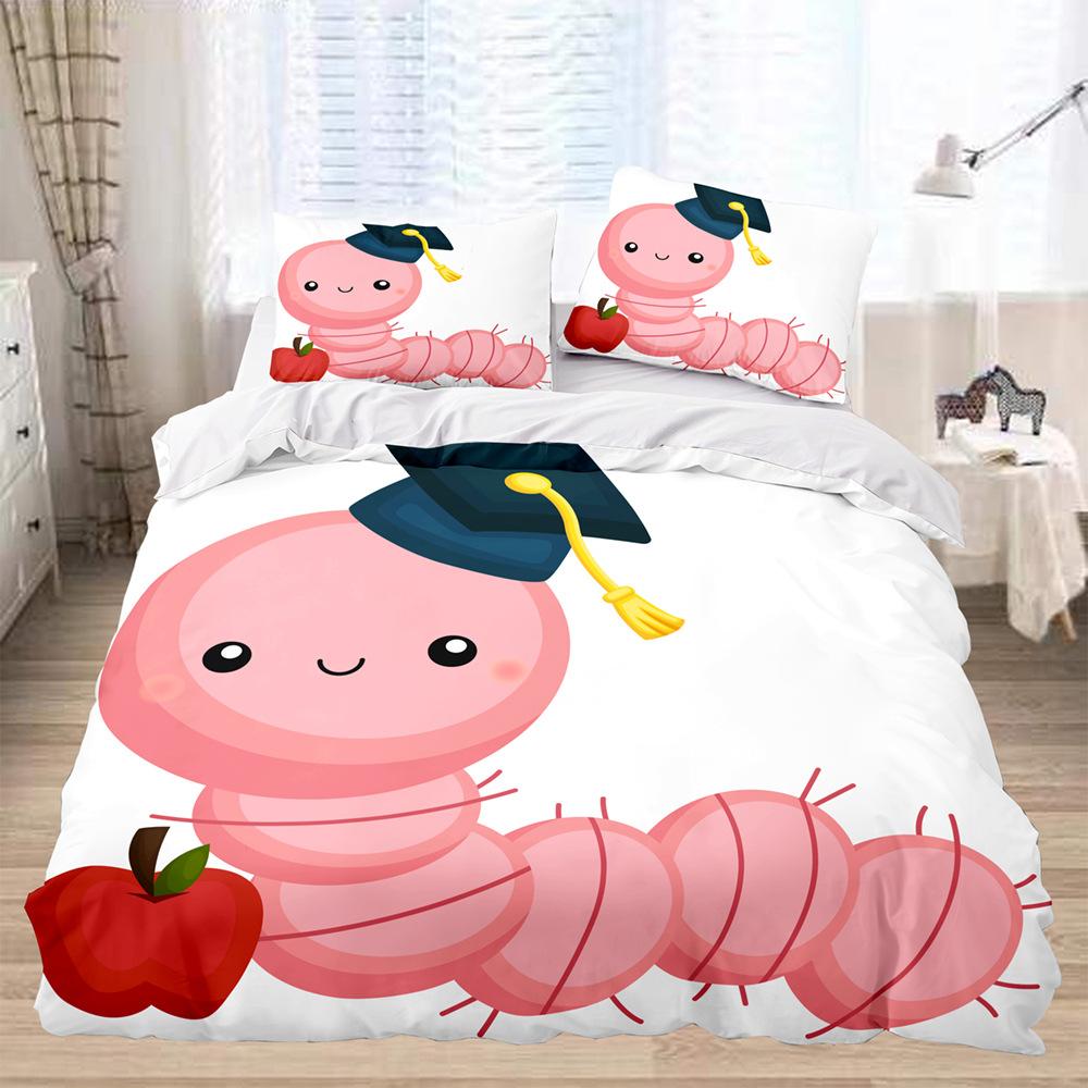 3D Cartoon Animal Themed Bedding Set with White Cute Cartoon Pattern Down Duvet and Pillowcase for Home Decoration In Children's Rooms