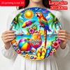 2D Flat Aluminum "Summer Moments" Decorative Signs and Plaques, Available in Various Sizes. Tropical Parrot Beach Pattern Metal Wall Decorations