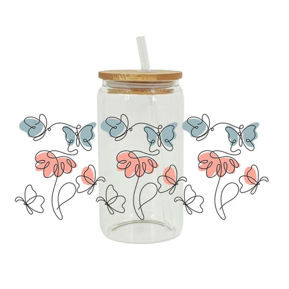 Водонепроницаемые обертывания для чашек 16 унций, натирающие наклейки для чашек, креативные 3D УФ-наклейки для переноса DTF