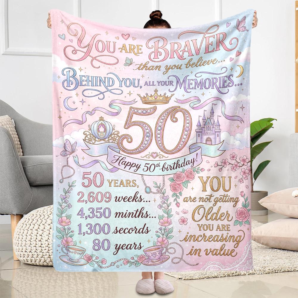 50th Anniversary Celebration Flannel Blanket-Soft and Suitable for Sofas,Beds,Offices,Travel,All Seasons,Great Gift for Holidays and Birthdays.