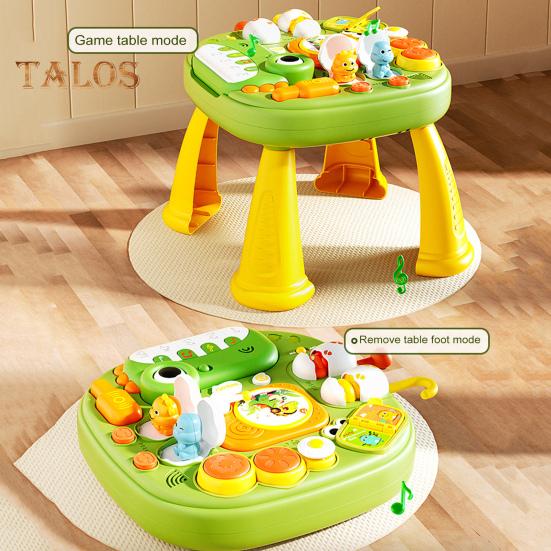 Детский игровой стол, игрушка, мультяшный динозавр, обучающий стол, музыкальная игрушка, развивающий детский игровой центр для малышей, мальчиков и девочек, стоячий игровой стол