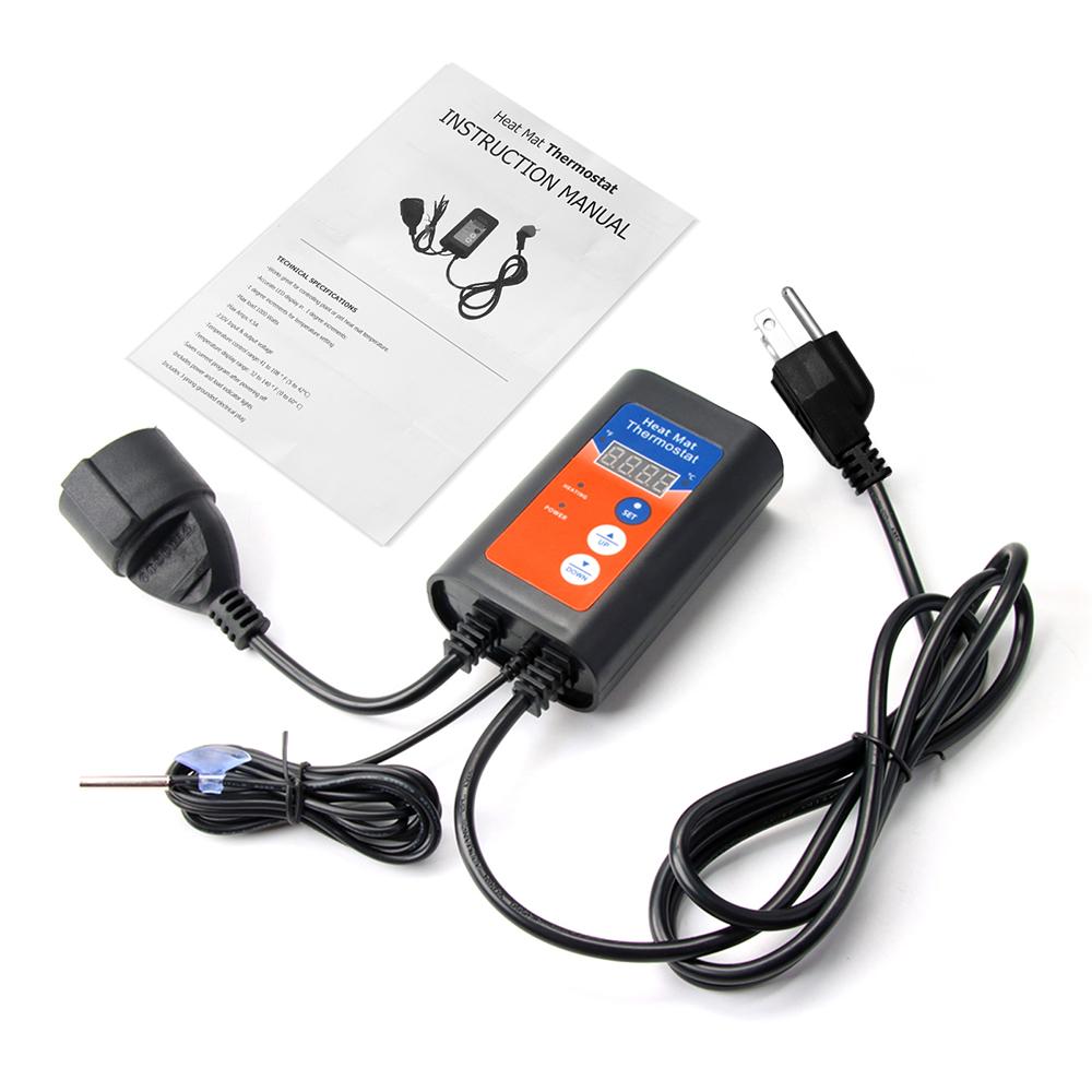 Digital Heat Mat Thermostat 1000W 41 to 108 Fahrenheit  Temperature Controller with LED Display for Seedlings Hydroponic Germination Reptiles Fermenta