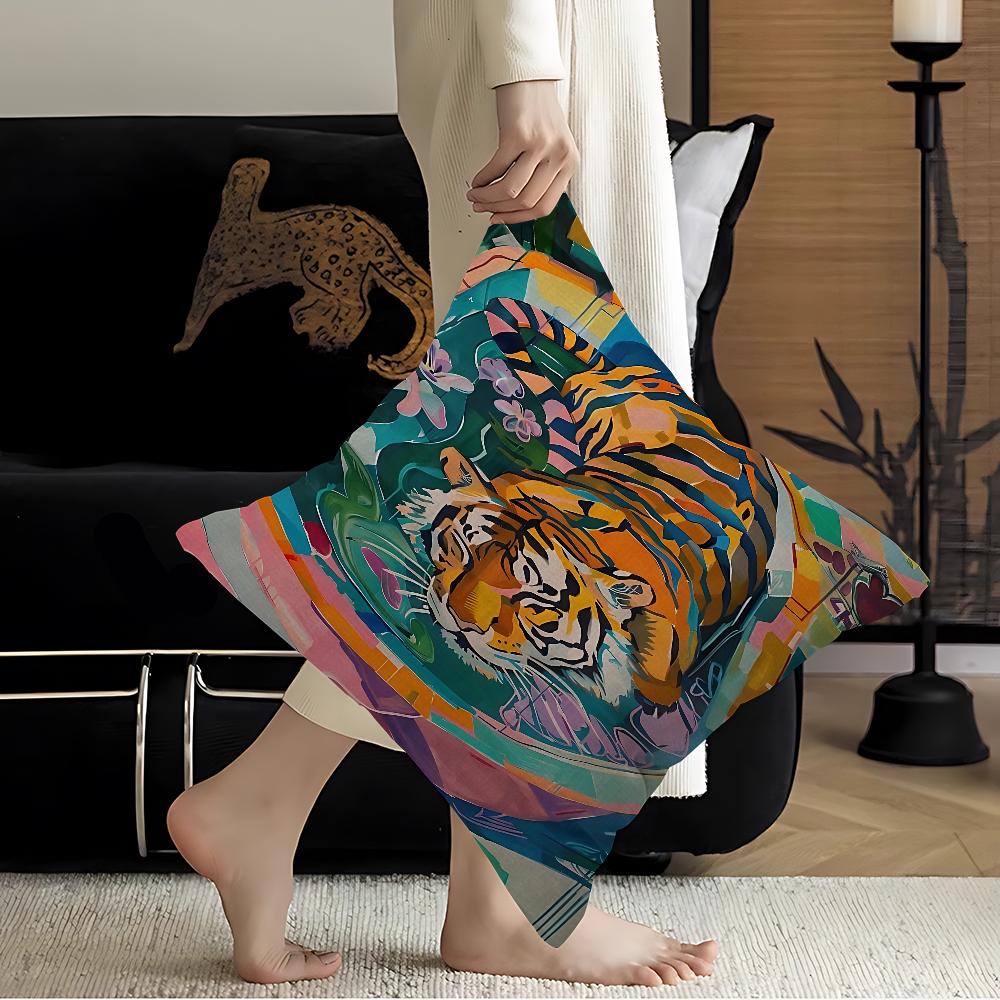 Colorful Bathtub Animal Tiger Zebra Black Cat Pillow Cover Sofa Cushion Cover Home Room Decoration Children Gift