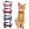 HACRAHO Bowtie Cat 4 шт. Регулируемый клетчатый ошейник для кошек с колокольчиком и галстуком-бабочкой, безопасный ошейник для котят с колокольчиком для домашних животных, маленьких щенков, ошейник,