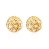 Bohemian Inlay Imitation Pearl Round Drop Earrings for Women Ladies Temperament Hammer Texture Earrings Vacation Jewelry Gifts