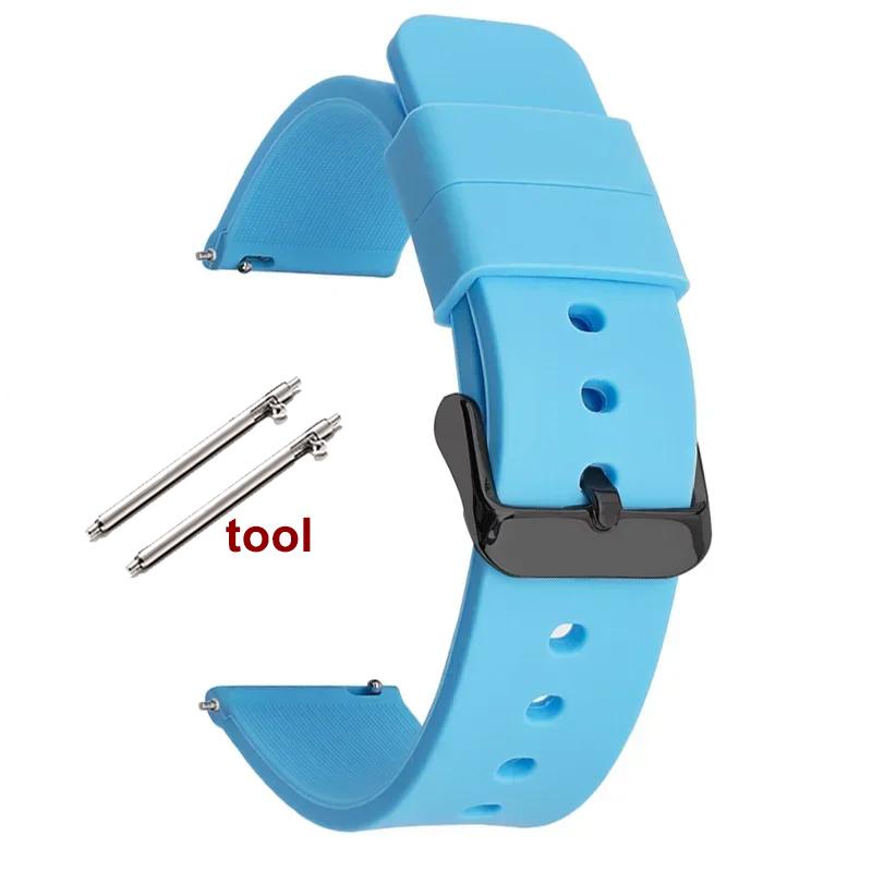 12/14/16mm 18mm 20mm 22mm 24mm Quick Release Silicone Strap Waterproof Rubber Wristband for Huawei GT2/GT3 Smart Watch Bracelet