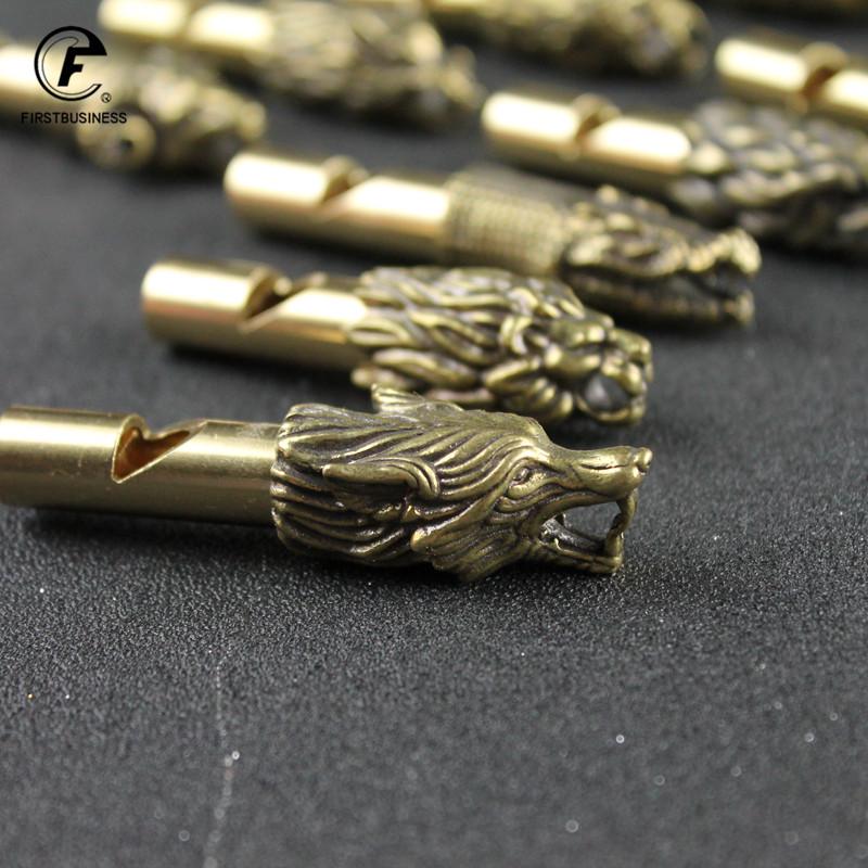 Copper Wild Boar Rhino Eagle Boa Lion Wolf Kirin Lizard Keychain Pendants Outdoor Referee Whistle Vintage Wild Survival Whistles