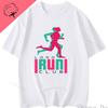 Повседневная Свободная Хлопковая Спортивная Футболка с Круглым Вырезом Run Fit Беговые Классика Графические Футболки Унисекс Женская Уличная Одежда