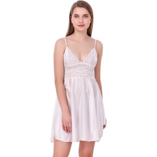 Ladysta Women's Solid Satin Babydoll Nightwear Freesize (S M L)