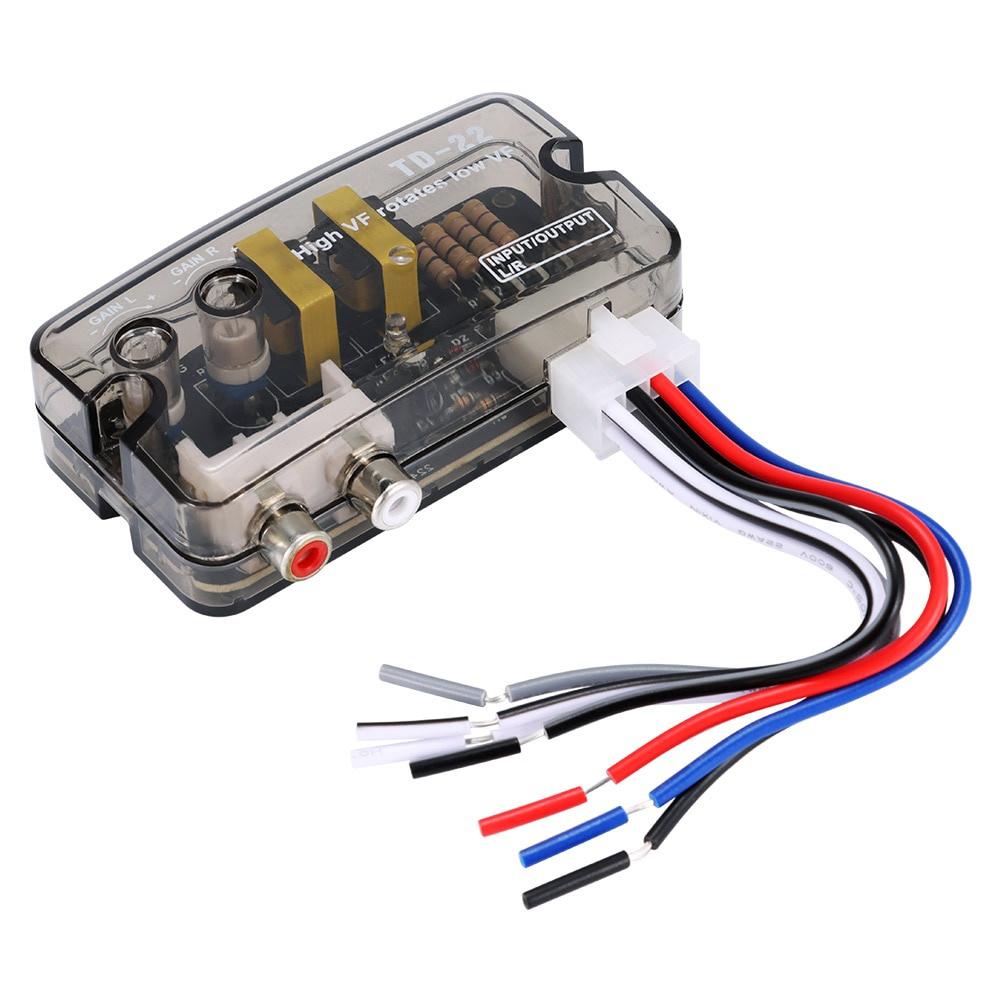 12 В автомобильный аудио конвертер RCA стерео от высокой до низкой регулируемой частоты линейный динамик преобразователь уровня адаптера