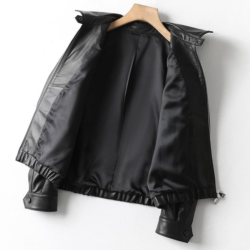 Новая кожаная куртка женская короткая бейсбольная куртка кожаная куртка повседневная мотоциклетная куртка