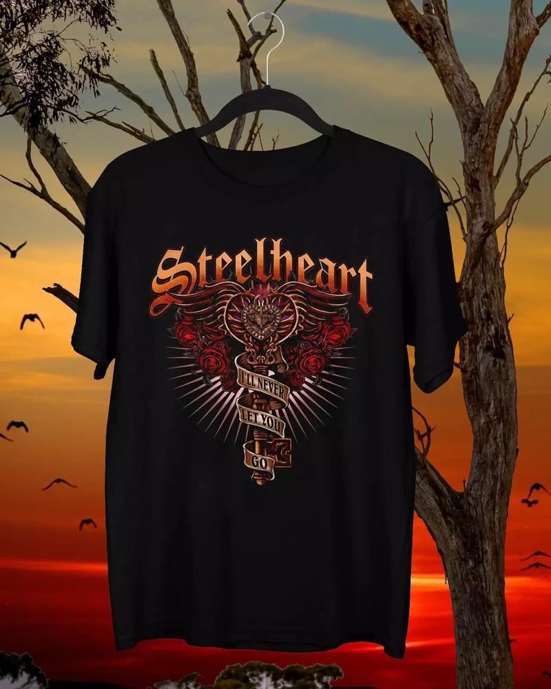 НОВАЯ Футболка Steel Heart Футболка группы Steel Heart Подарок для фаната Черная Все размеры S-4XL Унисекс Футболка