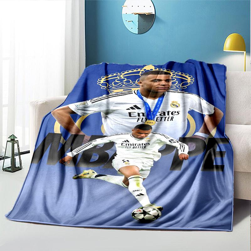Football team Pattern Blanket for Home Decoration, Bed, Sofa, Car Travel, Camping, Suitable for All Seasons, Birthday Christmas Gift
