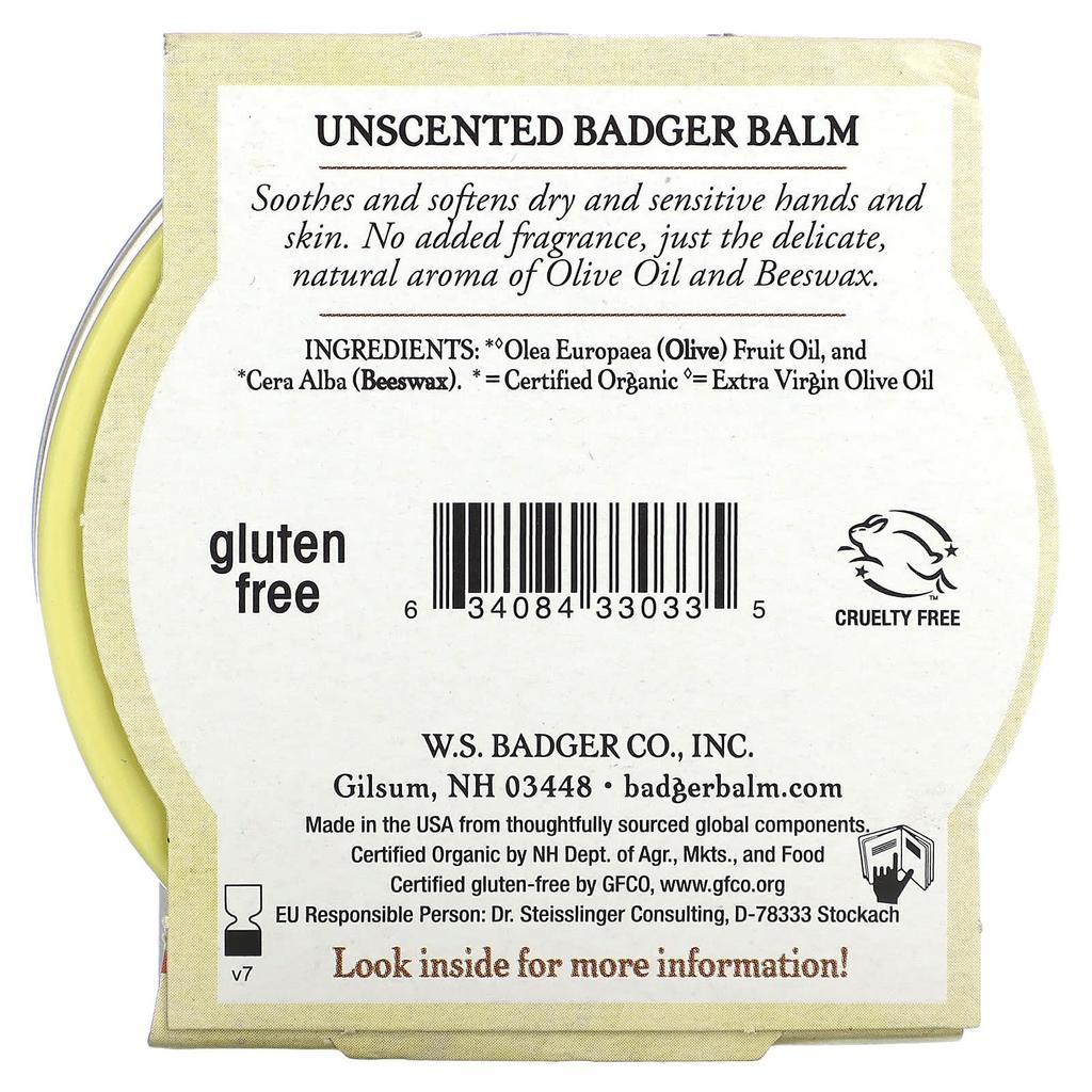 Badger, Badger Balm, for Sensitive, Dry Skin, Fragrance-free, 2 Oz (56 G)