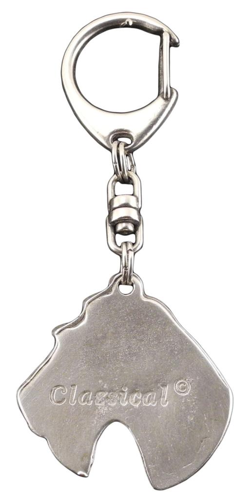 Fox Terrier Wire - Silver-plated Key Ring with Dog, Handbag Decoration, Backpack Pendant by Art-Dog Brand
