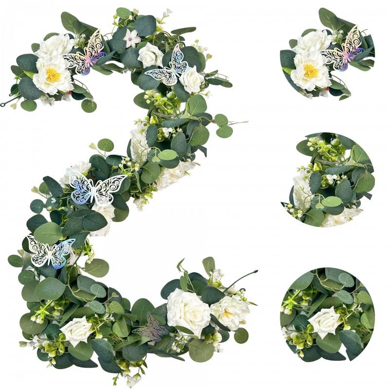 Artificial Rose Vine Garland Home Decor Wedding Party Wall Hanging Floral Arrangement Purple Gray Blue Pink White Champagne