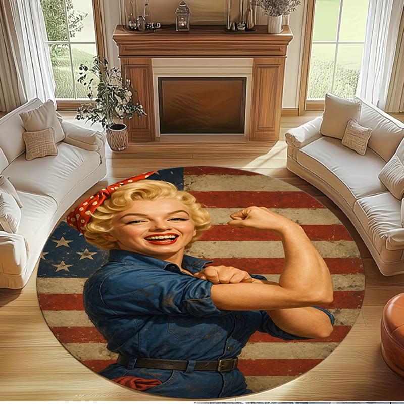 Marilyn Monroe Print Round Rug, Washable Floor Carpet, For Entryway Dorm Laundry Room Office Study, Home Decor Birthday Christmas Gift