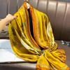New Spring and Autumn Retro Floral Cranes Temperament Simulation Silk Large Long Scarf Sunscreen Outwear Shawl Female Silk Scarf