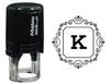 Printtoo Square Swirl Border Alphabet K Monogram Initial Self Inking Rubber Stamp Office