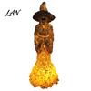 Realistic Bone Texture Sculpture Skeleton Witch Resin Figurine, Halloween Gothic Skull Statue, Spooky Illuminated Statue Fantasy Ornament for