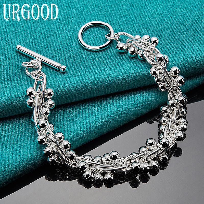 Браслет из бисера винограда из стерлингового серебра 925 пробы, модные украшения