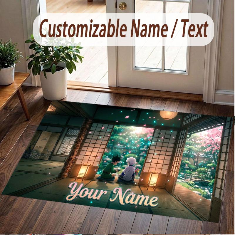 Custom Name Crystal Velvet Rug,Hunter × Hunter Comfortable Anti Slip Floor Mat For Room Decoration