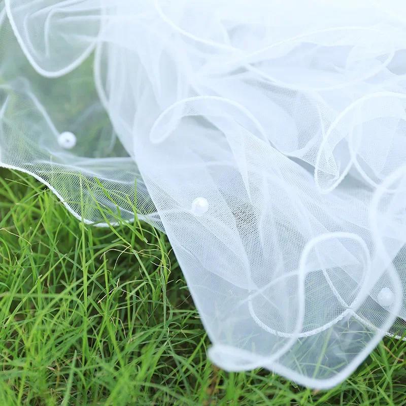 1 шт. бант на голову невесты из марли женская мода свадебная короткая фата тюль два слоя свадьба с гребнем для волос брак