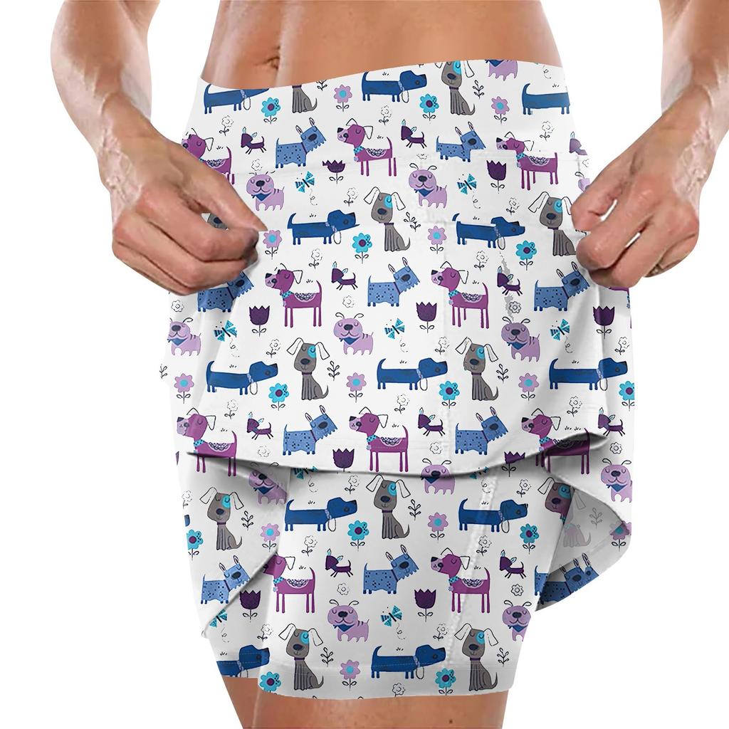 Elastic Yoga Culottes For Women Print Athletic Shorts Lightweight High Waist Skinny Solid Joggers