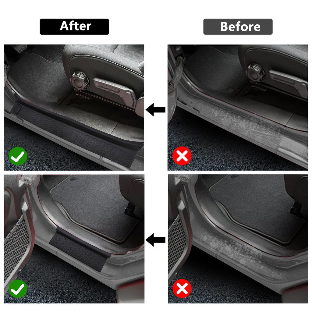 4 шт. резиновые накладки на пороги дверей для Jeep Wrangler 2018-2024 JL JLU Gladiator JT 4-дверные аксессуары детали протекторы порогов дверей